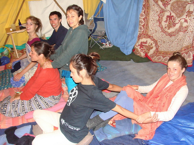 After hours the devotees enjoy exchanging and learning from each other.